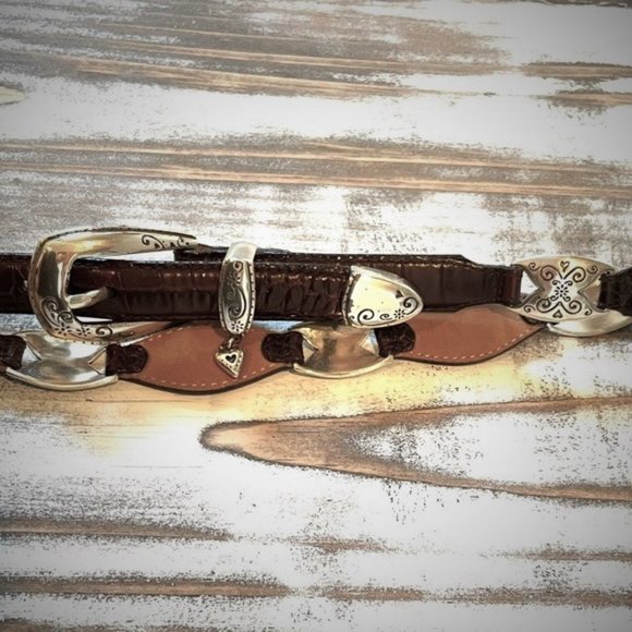 Brighton Croc Concho Style Silver & Leather Belt main image 8